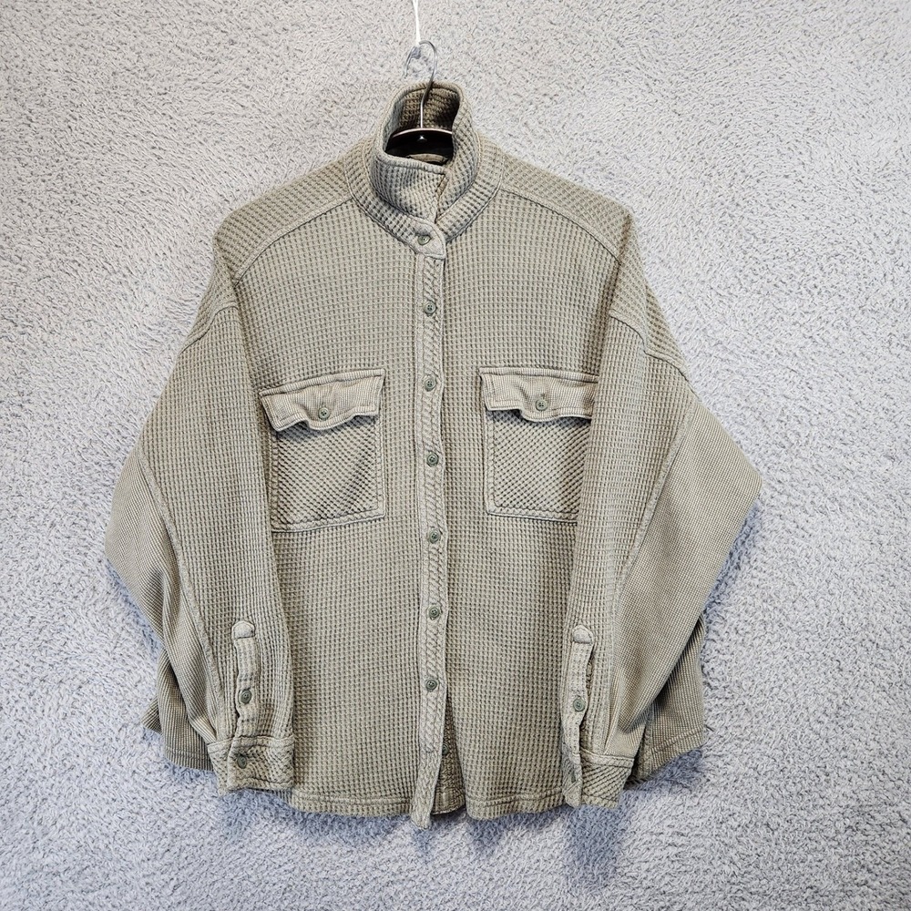 Aerie Button Up Womens XS Shirt Waffle Knit Cozy Casual Fall Wear Oversized